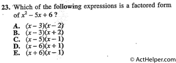 23. 'Which of the following expressions is a factored form ofx2-5x+6?