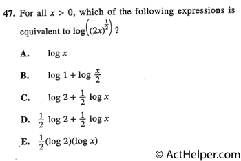 47. For all x > 0, which of the following expressions is equivalent to log ((2x)-) ?