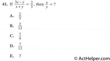 41. If (3x-y)/(x+y)=3/5, then x/y=?