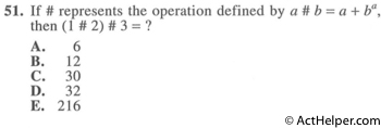 51. If # represents the operation defined by a # b = a + b^a, then (1 # 2) # 3 =?