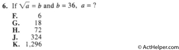 6. If /a = b and b= 36, a = ?