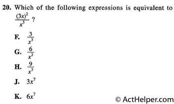 20. Which of the following expressions is equivalent to (3x)^2/x^5 ?