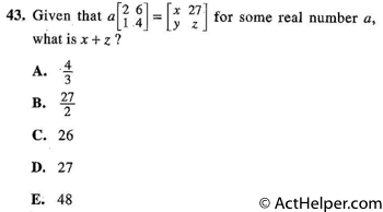 43. Given that for some real number a, what is x + z?