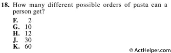 18. How many different possible orders of pasta can a person get?