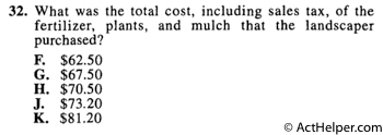 32. What was the total cost, including sales tax, of the fertilizer, plants, and mulch that the landscaper purchased?