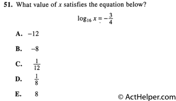 51. What value of x satisfies the equation below?