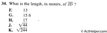 34. What is the length, in meters, of JD?