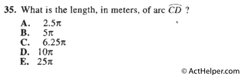 35. What is the length, in meters, of arc CD?