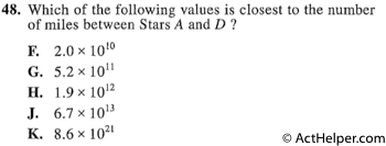 48. Which of the following values is closest to the number of miles between Stars A and D ?