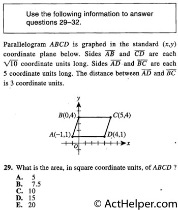 29. What is the area, in square coordinate units, of ABCD ?