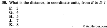 30. What is the distance, in coordinate units, from B to D ?