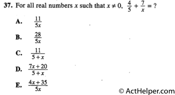 37. For all real numbers x such that x # 0, 4 7.; + 7 — = ?