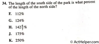 34. The length of the south side of the park is what percent of the length of the north side?