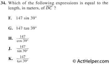 34. Which of the following expressions is equal to the length, in meters. of DC ?