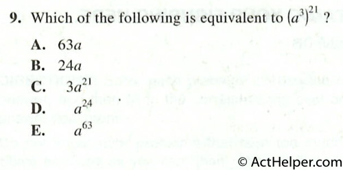 9. Which of the following is equivalent to (a3)2′ ?