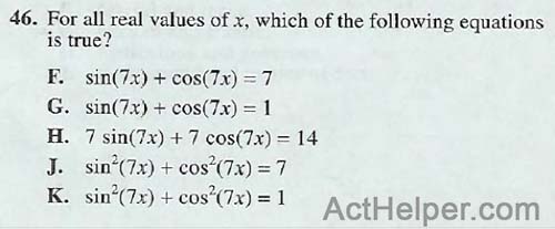 46. For all real values of x, which of the following equations is true?