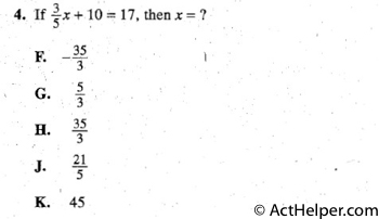 4. If ¾x + 10 = 17, then x = ?