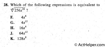 '28. Which of the following expressions is equivalent to
~256x 16 ?