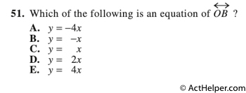 51. Which of the following is an equation of OB ?